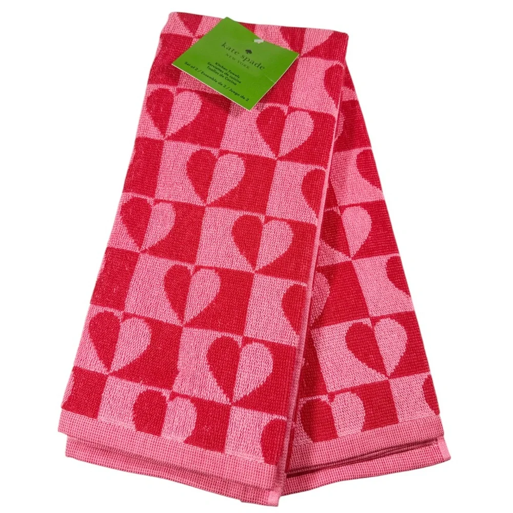 NEW Kate Spade VALENTINE HEART Kitchen Towel Set/2